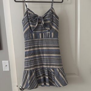 HYFVE Navy and Beige Striped Mini Dress